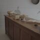 Old trading counter in solid oak – 19th century trade furniture
