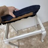 Vintage French Louis XV style stool in patinated white wood