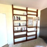 70s teak wall bookcase, minimalist design, 2.5m x 2m