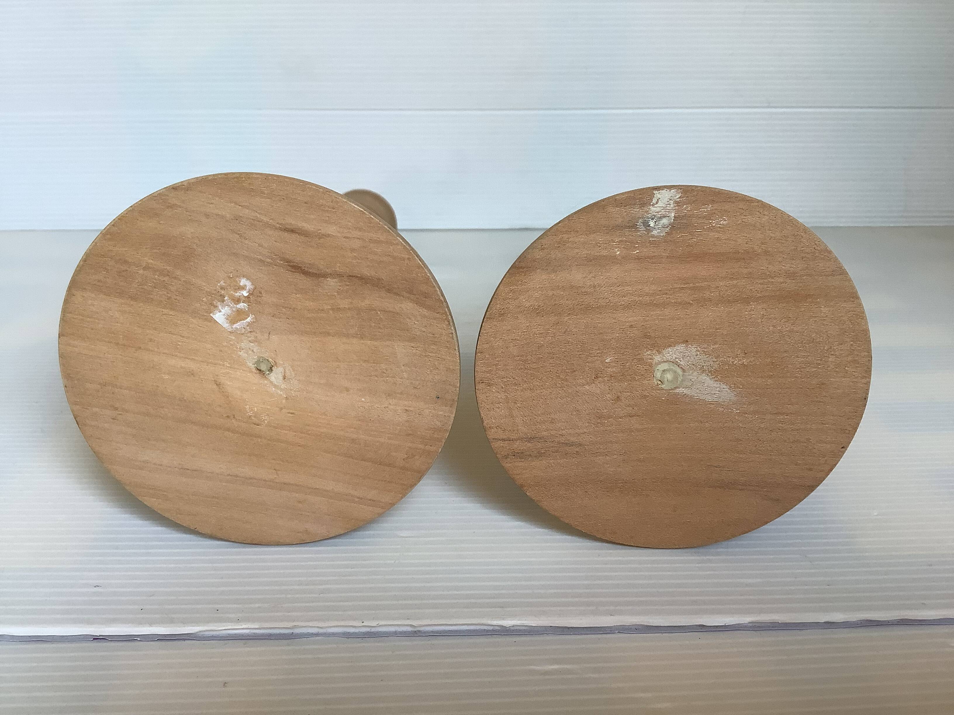 Pair of natural wood candlesticks