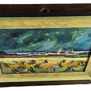 T. brice - oil on panel "breton landscape under a stormy sky" 19th century
