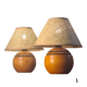 paire lampe boule bois massif   70 a 80 abat jour neuf osier vannerie 25x20