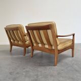 Ensemble de fauteuils en cuir des années 1960 par Knoll