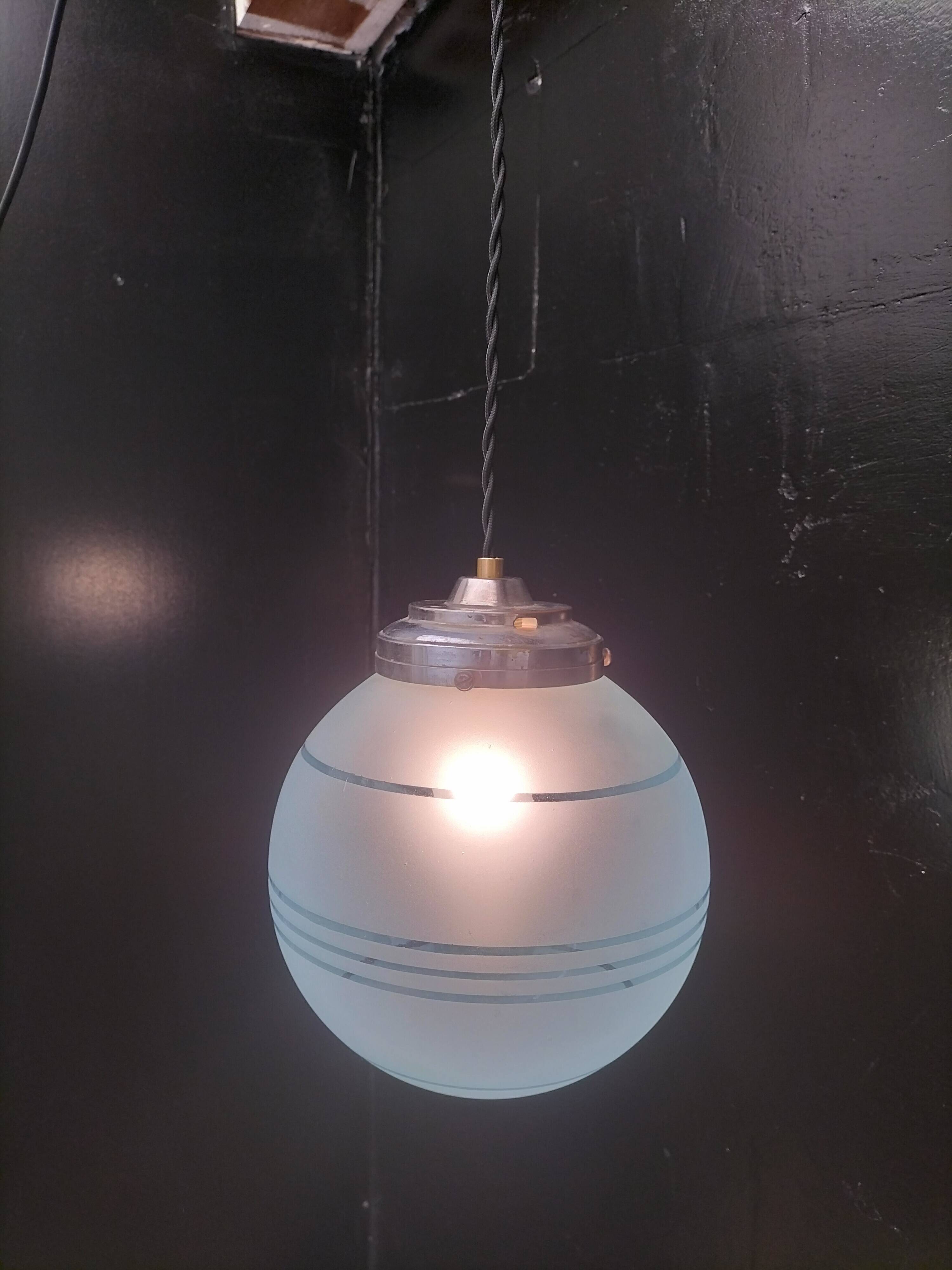 Blue glass ball pendant light