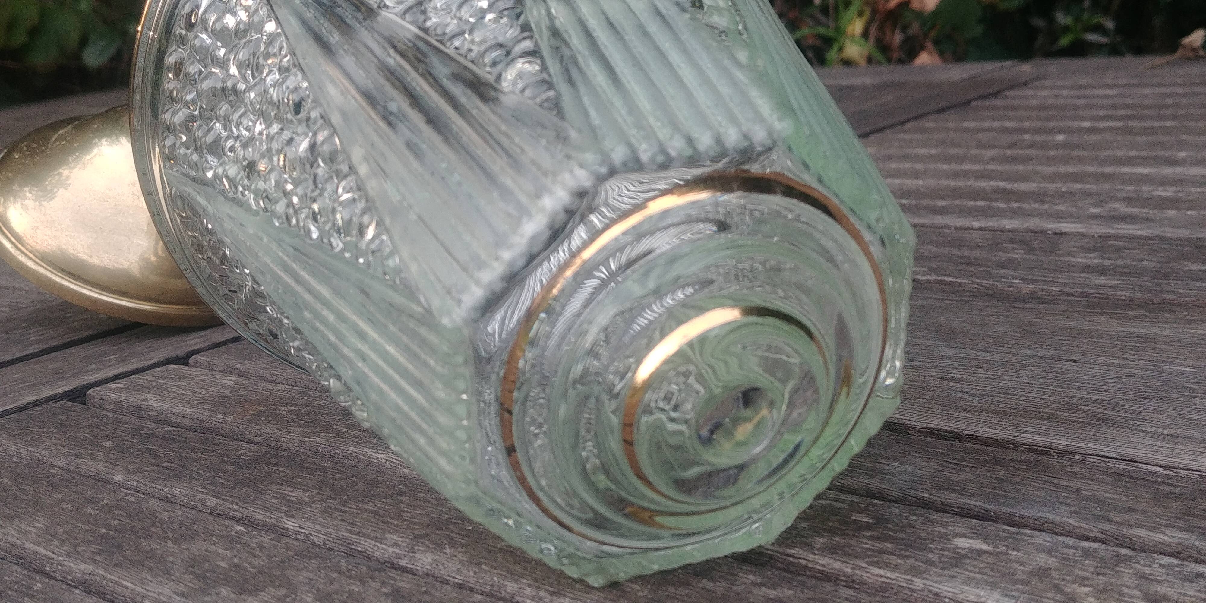 Art Deco style glass and brass pendant from the 20s/30s in water green color