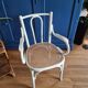 Chair / armchair cannage and wood painted shaby vintage