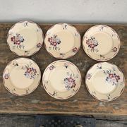 6 Vintage flat plates in Luneville earthenware evreux model