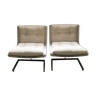 Pair of Raphael Raffel beige velvet armchairs