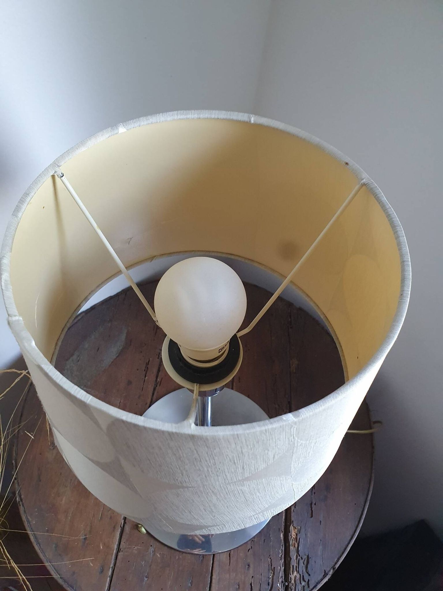Beautiful vintage lamp in aluminium colour.