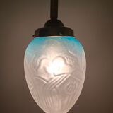 Lámpara "Art Nouveau" de latón y cristal. España, 1930s.