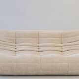 Ensemble de canapés Togo en velours côtelé beige, modèle dessiné par Michel Ducaroy 1973