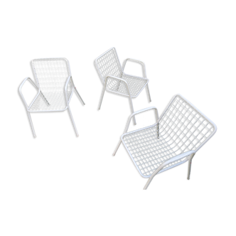 Trio de chaises métalliques des années 1960 par Emu