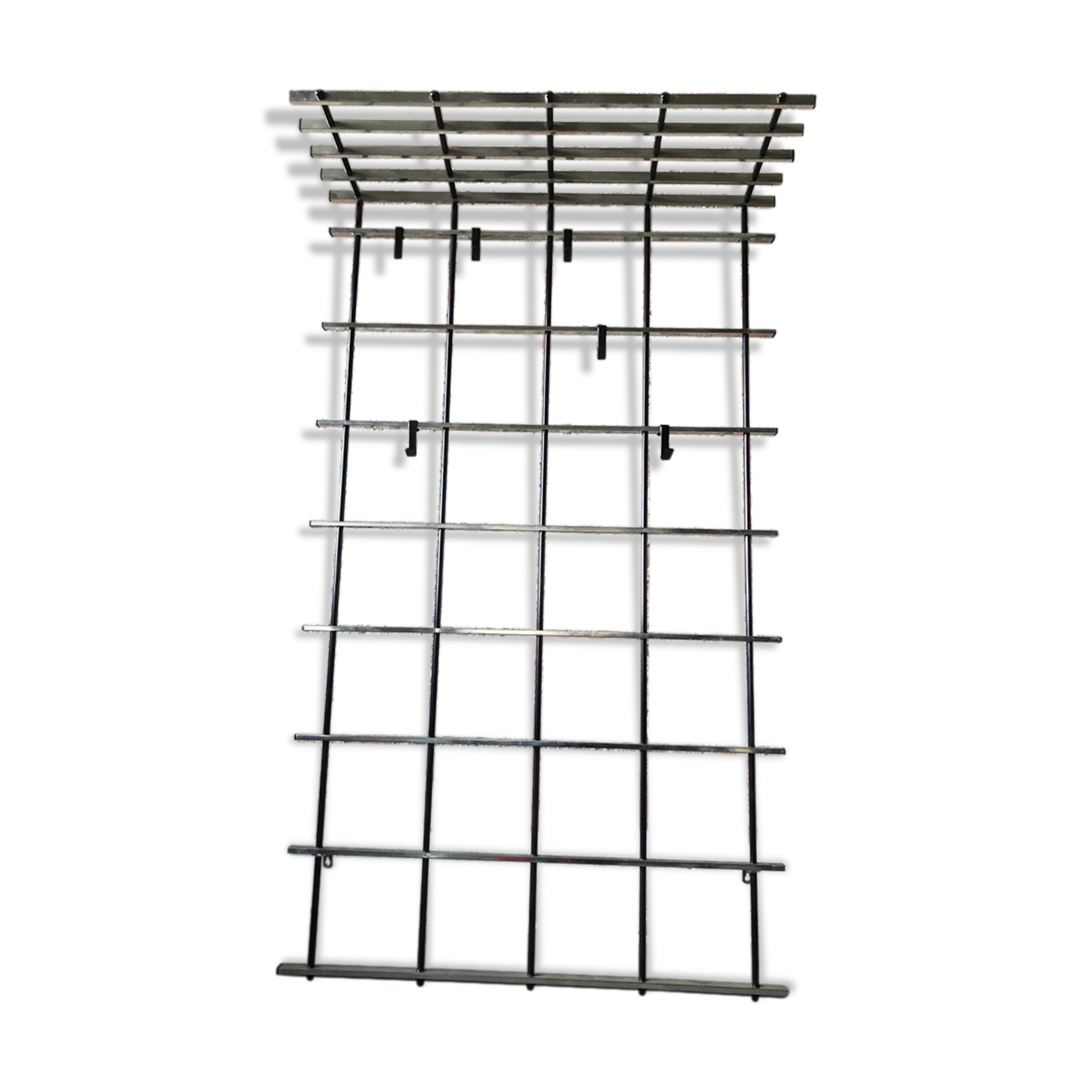 Silver & black metal wall rack, 1970