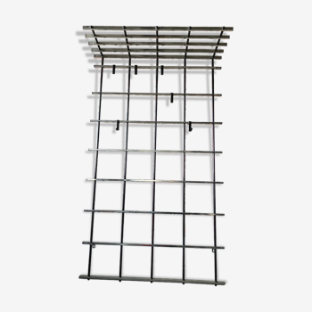 Silver & black metal wall rack, 1970