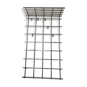 Silver & black metal wall rack, 1970