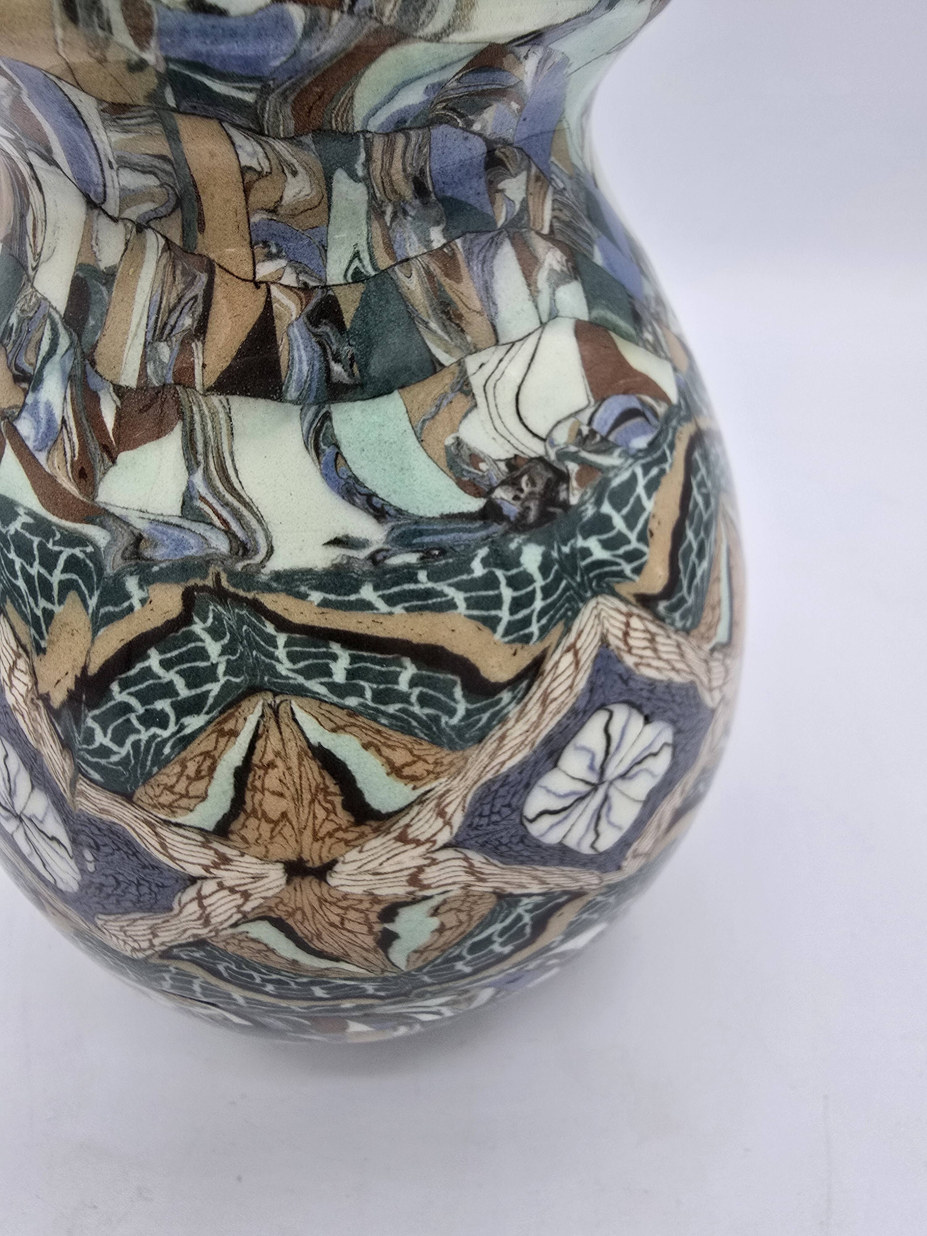 Jean Gerbino (1876-1966) Vallauris – Mosaic earthenware vase with floral decoration