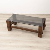 Vintage table 60s wood and glass design fontana arte