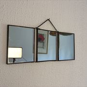 Vintage 1930 triptych mirror barber hairdresser young dancer woman - 19 x