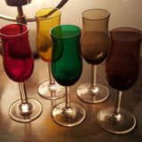Ensemble de 5 verres à pieds à liqueur multicolor