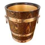 Champagne bucket in oak and brass, signed