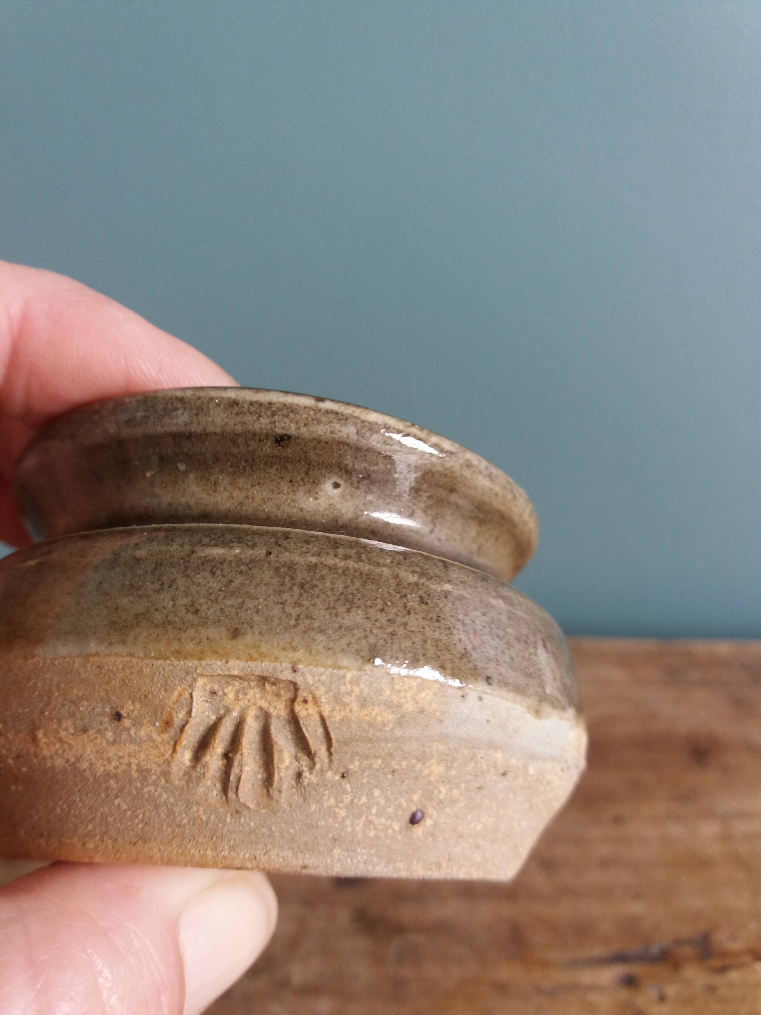 Signed stoneware mustard pot