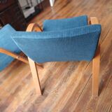 Paire de fauteuils Steiner Bow wood vintage 1950