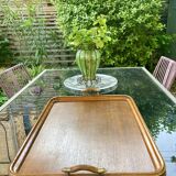 Old serving tray - oak and bronze