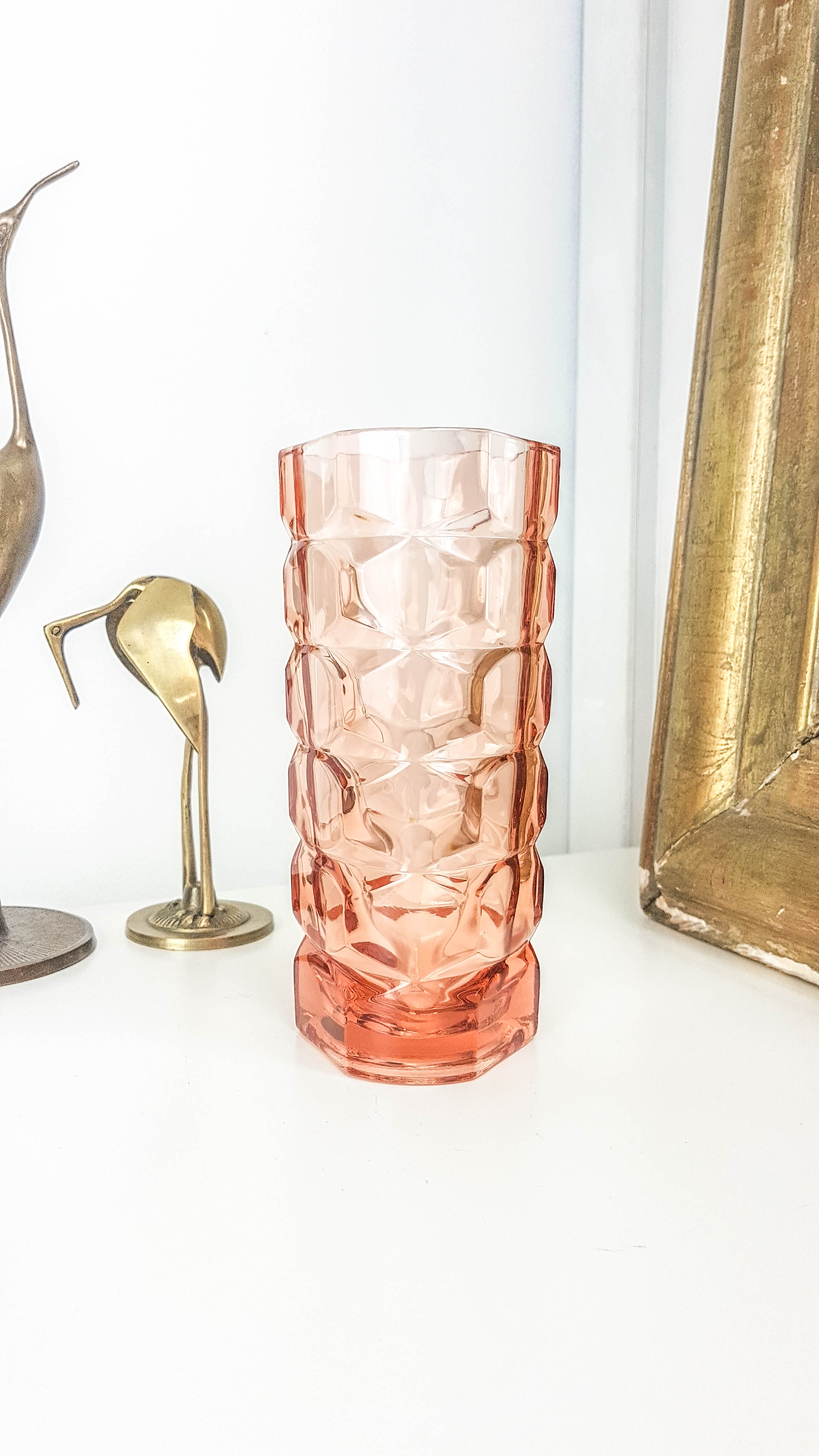 Art Deco geometric pink vase
