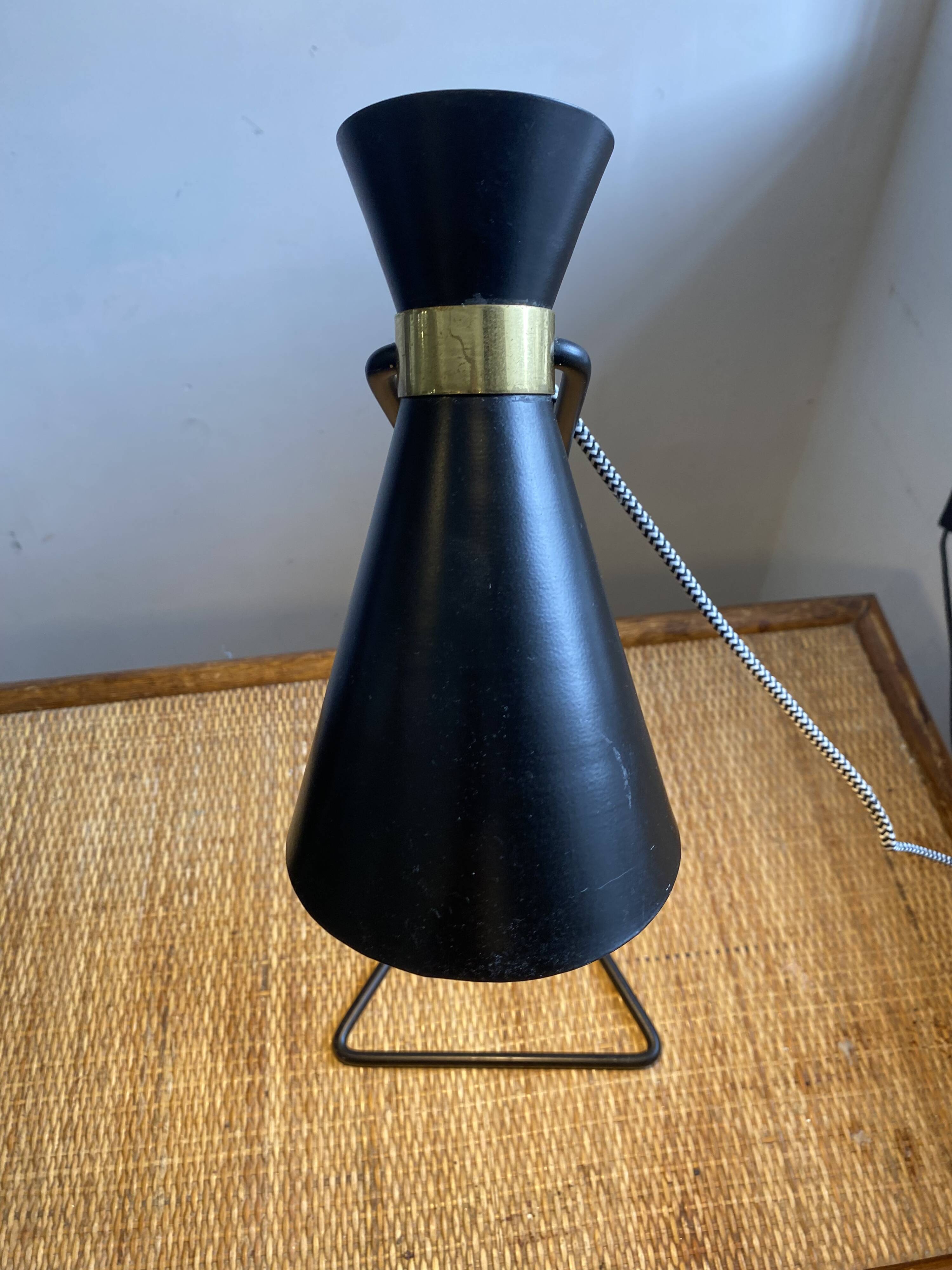 Vintage 1970s black metal cocotte lamp