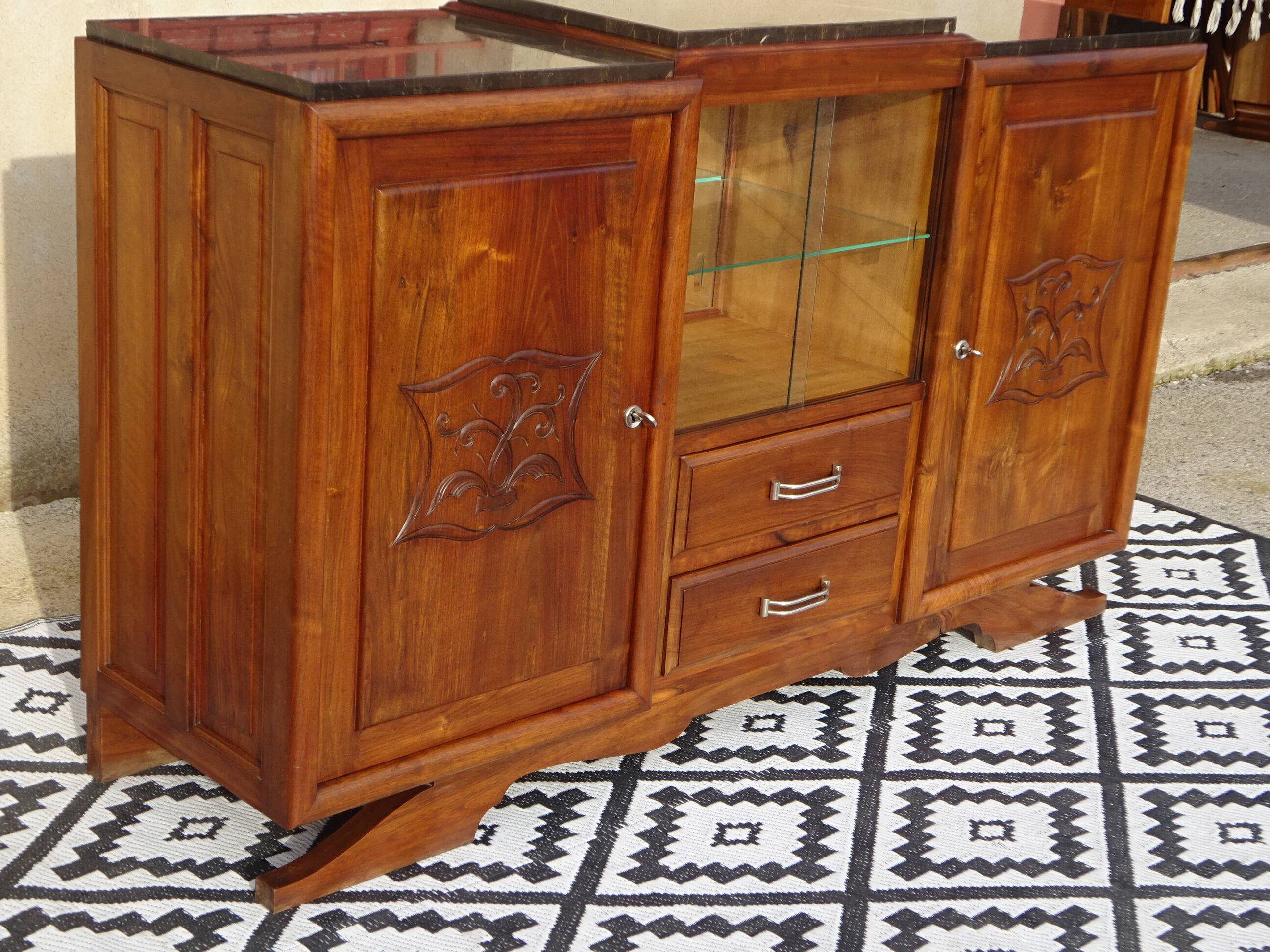 Walnut sideboard with moustache legs