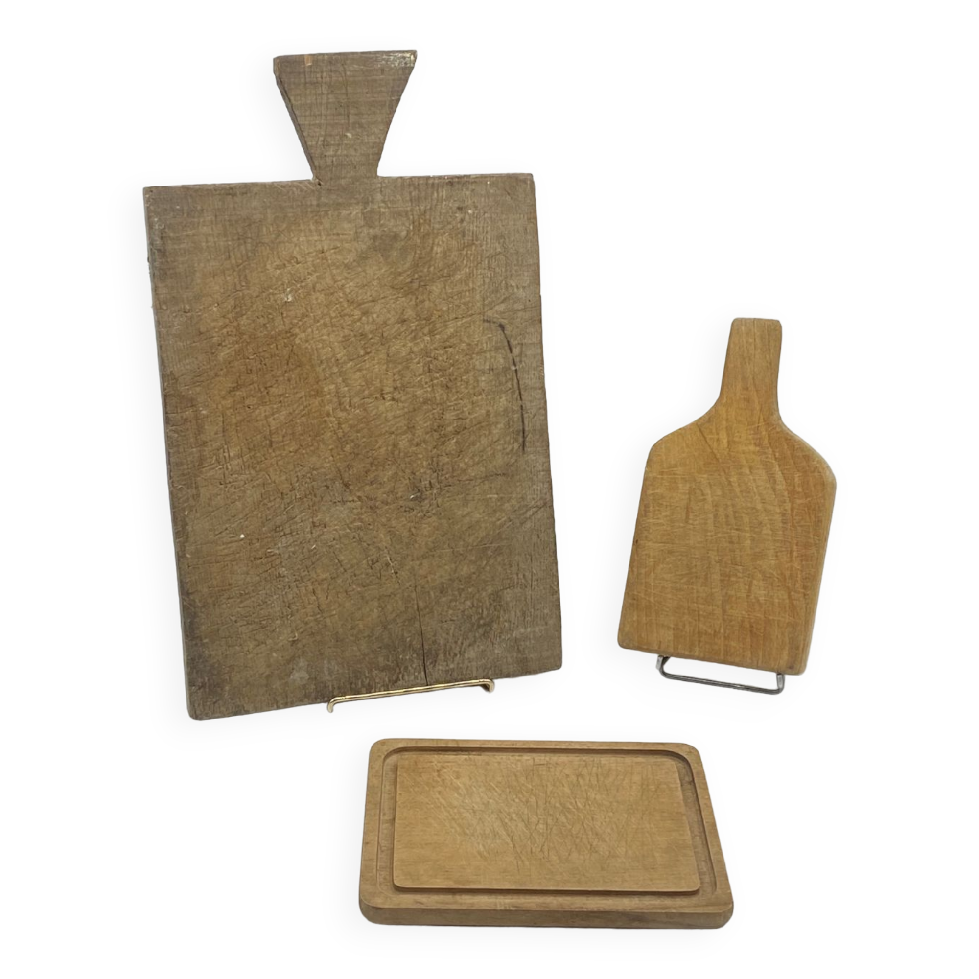 Trio de planches à découper, billots,  anciennes, vintage
