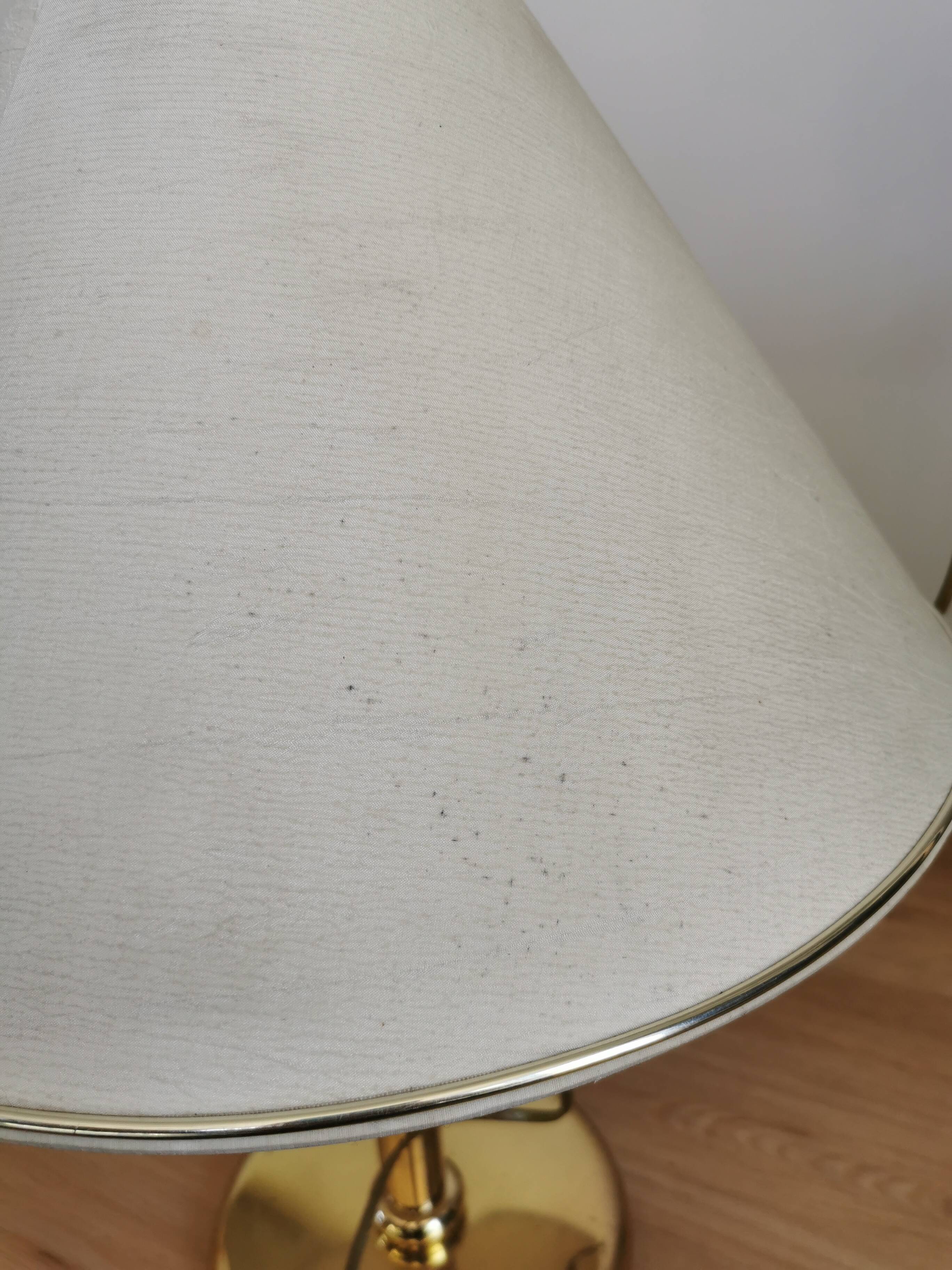 Vintage Brass Table Lamp with Fabric Shade, Mid-Century Bedside Light