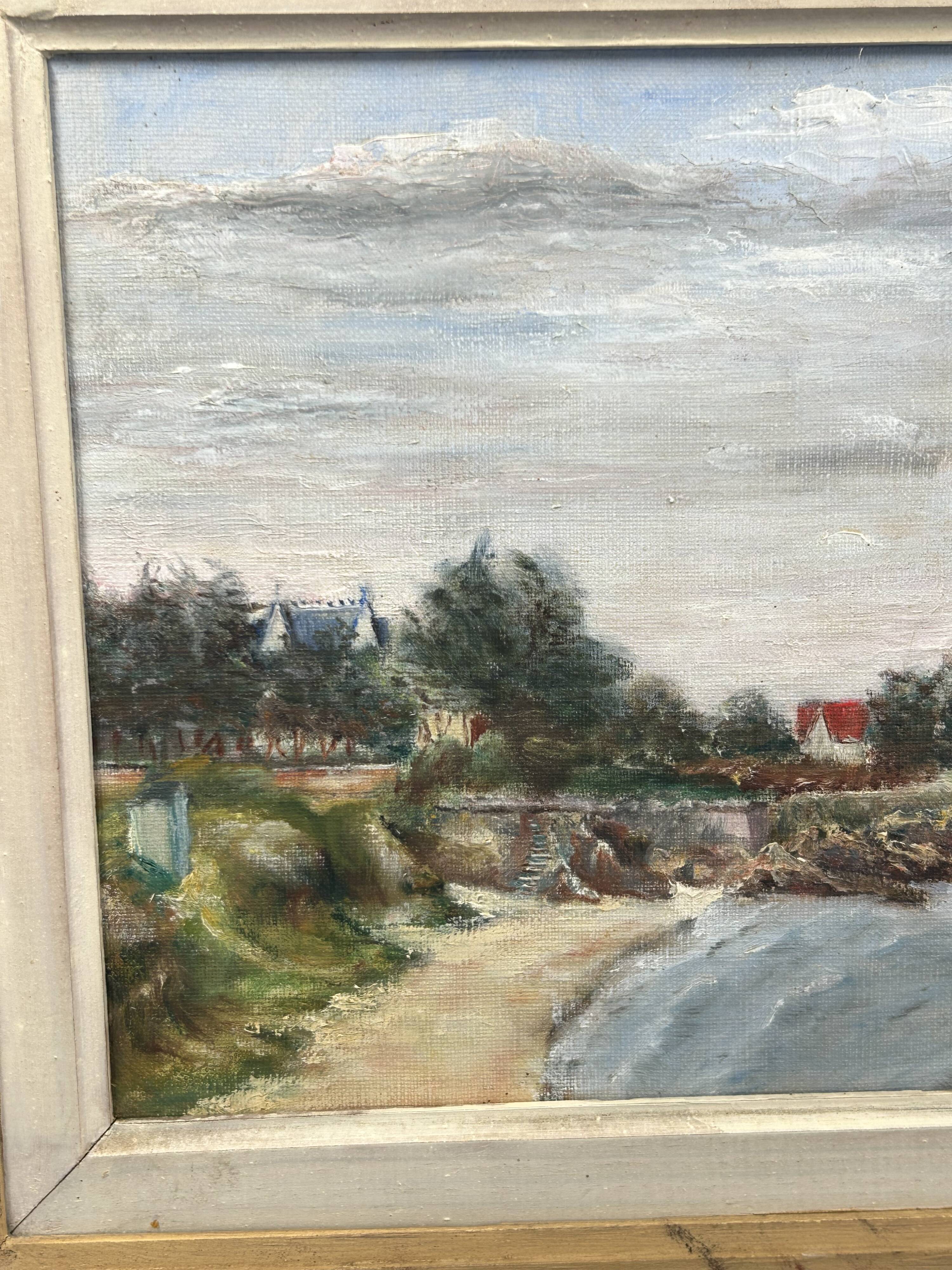 Oil on canvas Kervoyal beach Damgan, Morbihan - H. Delille