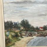 Oil on canvas Kervoyal beach Damgan, Morbihan - H. Delille