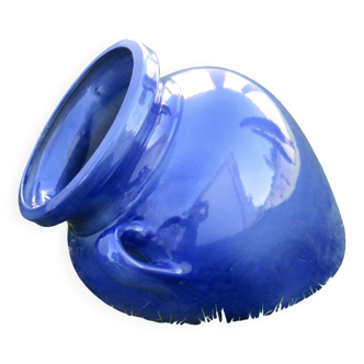 Wall flower pot, blue glazed terracotta, south of France, 1990