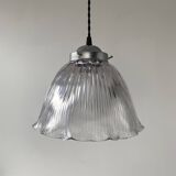 Old holophane glass pendant light 25.5 cm vintage