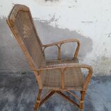 Fauteuil en osier ancien années 50
