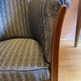 Pair of Art Deco style armchairs, refurbished. Upholstery fabric for armchairs.