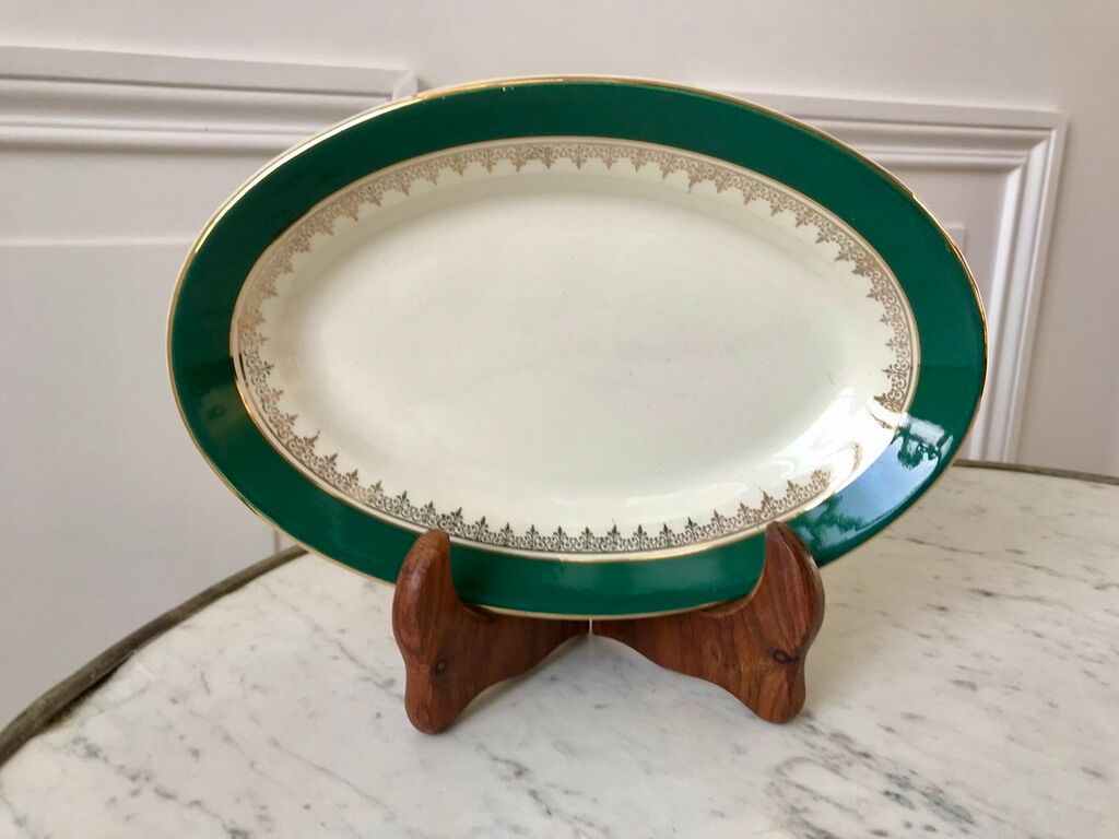 Ravier digoin sarreguemines model "martine" green and golden 50s