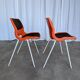 Vintage Overman Meblo Chairs: Orange & Brown Fabric, Stackable - Set of 2