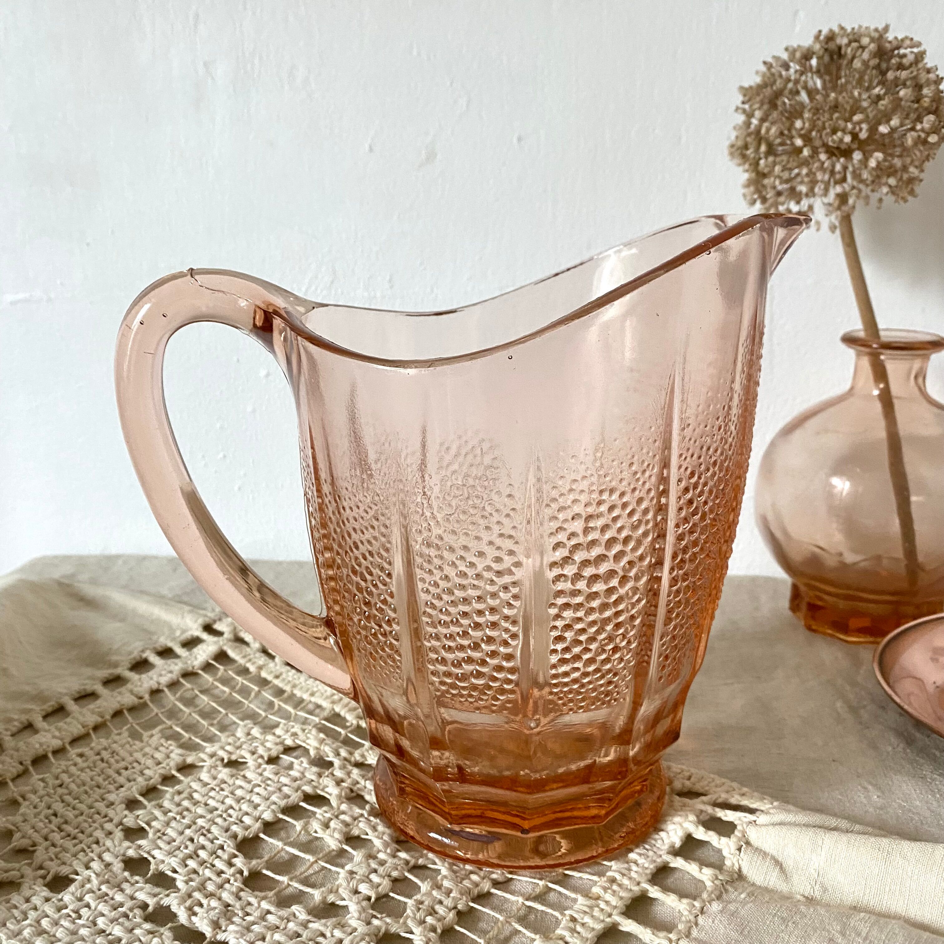 Antique pink glass pitcher