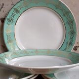 Six plates of vintage Badonviller earthenware with gold frieze