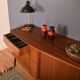 Restored Danish Style Walnut & Teak Sideboard With Tambour Doors