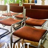 Set of restored vintage chairs with "Luge" feet
