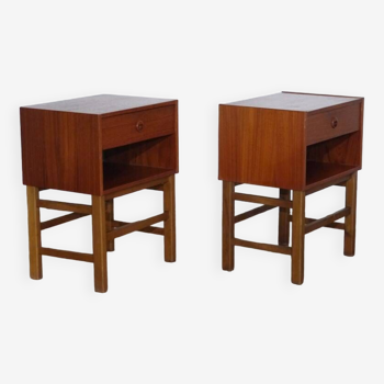 Pair of vintage Scandinavian teak bedside tables 1960