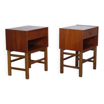 Pair of vintage Scandinavian teak bedside tables 1960