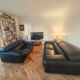 Roche Bobois black leather sofas – 3/4 seats + 2 seats