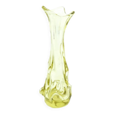Postmodern vase, yellow glass, Poland, 1970s