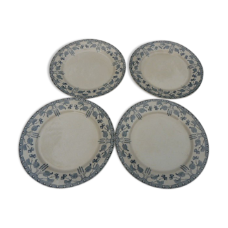 4 assiettes plates Sarreguemines U&Cie modèle noisette