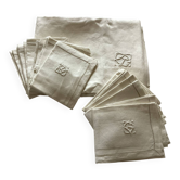 Antique tablecloth and 12 damask napkins